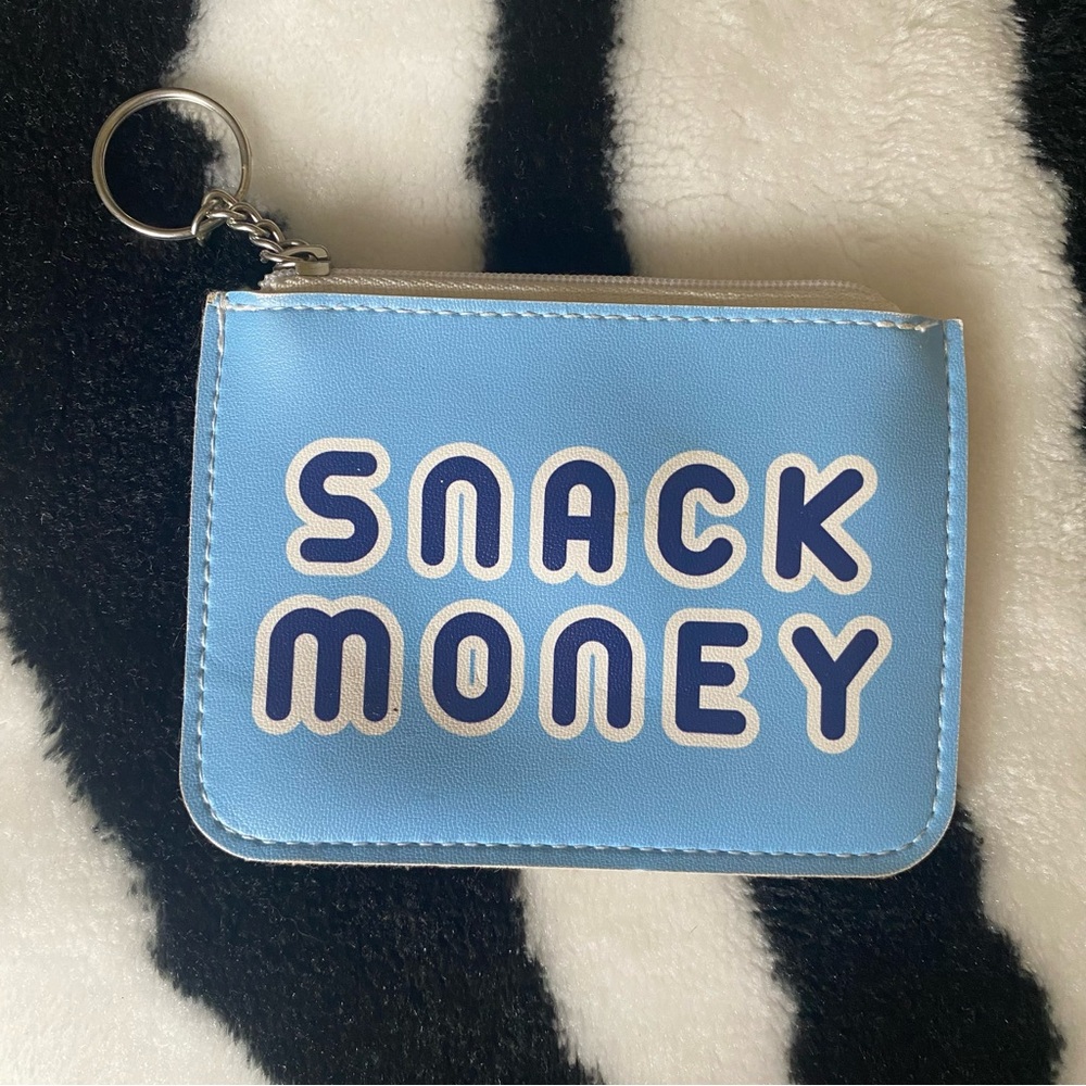Snack Money Wallet Coin Purse Keychain Cardholder blue and white
